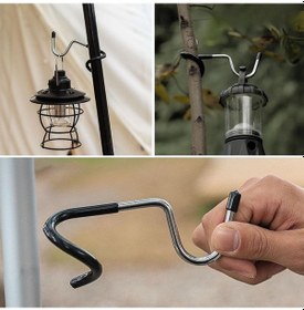 Resim Hobibahçem Kamp İçin Çok Fonksiyonlu S-şekilli Direk Askısı Kaymaz Paslanmaz Çelik Eşya Asma Kancası Siyah 