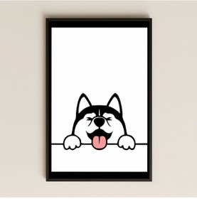 Resim Neşeli Patili Köpek Minimal Tasarım Pleksi Tablo 