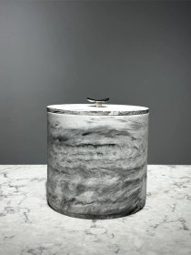 Resim Mermer Desenli Beton Çöp Kovası Banyo Mutfak Tuvalet Wc 18 Cm 4 Litre Gri 