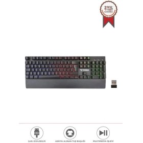 Resim Torima Tk-10 Kablosuz Mekanik Hisli Şarj Edilebilir Rgb Işıklı Wireless Gaming Klavye 
