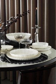 Resim Kütahya Porselen Bone Luz Form Yemek Takımı Platin 27 Parça 6 Kişilik 
