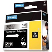 Resim Dymo Rhino 18486 Polyester Şerit 12Mmx5.5M Metalikgri/Siyah 