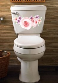 Resim Pembe Güller Klozet Kapağı Ve Banyo Sticker 