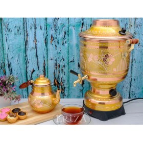 Resim Eriza 6 Litre 220V Elektrikli Işlemeli Bakır Semaver 