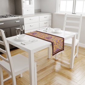 Resim Mor Damask Desen Runner | Pufaloji 