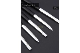 Resim Feyza Design 5'li Set Silikon Pasta ve Yüz Boyası Fırçası, Ince Uçlu El Işi Fırça 