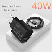 Resim USB C 40W Şarj Aleti ve Type C Kablo 1M/1.5M/2M, 2 Çıkışlı USB-A+Type-C, Hızlı Şarj İpuçluğu, iPhone 17/16/15 Pro Max, Samsung S24/S23, Google Pixel 9/8/7/6 Uyumlu Güç Adaptörü 
