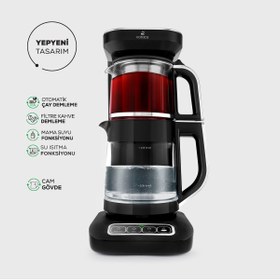 Resim Karaca Çaysever Robotea Pro 4 in1 Konuşan Çay Makinesi Su Isıtıcı Filtre Kahve Makinesi 