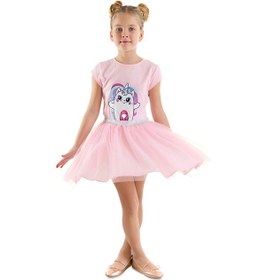 Resim Denokids Kedicik Unicorn Kız Çocuk Tüllü Elbise Pembe 