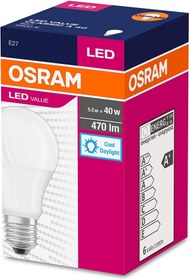 Resim Genel Markalar Osram Led 10lu Paket Cla 40 5, 5w 470 Lümen Beyaz Işık E27 Duy Ampul 