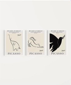 Resim Çerçevesiz Poster Picasso Minimal Çizgi Sanatı 3'lü 