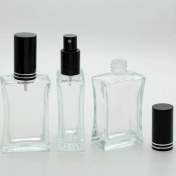 Resim Boş Parfüm Şişesi 50 ml (2 Adet) Içbükey Siyah Metal Valf ve Kapak 