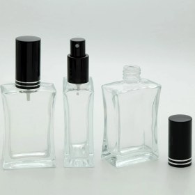 Resim Boş Parfüm Şişesi 50 ml (2 Adet) Içbükey Siyah Metal Valf ve Kapak 