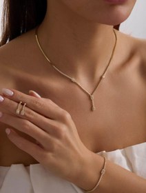 Resim 14 Ayar Sarı Baget Taşlı Altın Düğün Seti 