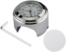 Resim Evrensel Motosiklet Gidon Saati Motosikletler Bisikletler için Su Geçirmez Yedek 22mm-25.4mm7/8''- 1'' Gidon Gümüş Kabuk Beyaz Kadran Saat 