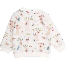 Resim Organik Pamuk Kuş Desenli Bebek Sweatshirt - Özel Sepet Örgü Kumaş - 2 Yaş 