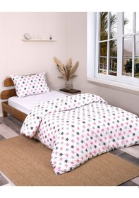 Resim Tek Kişilik Nevresim Seti Pembe Yıldızlı Çarşafsız 12 