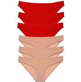 Resim 6 Adet Eko Set Likralı Kadın Slip Külot Kırmızı Ten Kırmızı - Ten 