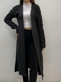 Resim Damla Kol Uzun Hırka Antrasit 