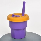 Resim Zsykd Çocuk Silikon Saman Bardaklar Damla ve Yüksek Sıcaklığa Dayanıklı Su Bardağı Yeşil Fincan + Sarı Kapak (300ML) (Yurt Dışından) 