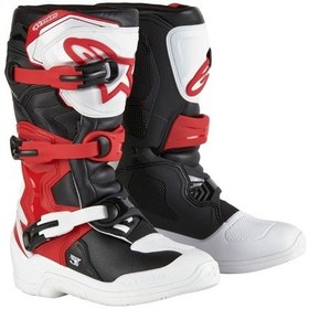 Resim Alpinestars Tech 3s Kros Genç Motosiklet Botu Siyah Kırmızı Beyaz 