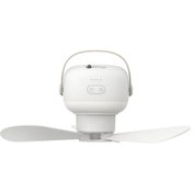 Resim Xuweiwei 1 Adet Beyaz Asılı Vantilatör Işık 2si 1 Arada Ayarlanabilir Üç Hızlı Usb Şarj Edilebilir Askı Masaüstü İç Dış Mekan İçin 