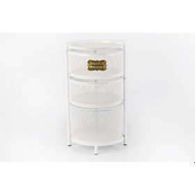 Resim Tezgah Üstü 3 Katlı Metal Açılır Kapanır Paslanmaz Sebzelik Beyaz 