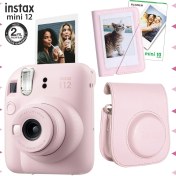 Resim Fujifilm Instax Mini 12 Pembe Fotoğraf Makinesi-10'lu Film-Mini Albüm ve Deri Kılıf Seti 