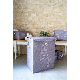 Resim Tex Republic Keçe Kapaklı Mega Kutu Organizer -Çamaşır Sepeti-Çok Amaçlı Kullanım Kompakt Tasarım 41X30X55 cm 