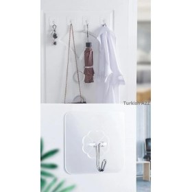 Resim Greathings 4 Adet Kendinden Yapışkanlı Şeffaf Askı Banyo Mutfak Dolap Askısı 6x6 cm 