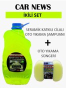Resim Car News Seramik Katkılı Cilalı Oto Yıkama Şampuanı 4 LT ve Oto Yıkama Süngeri 