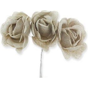 Resim Mutluadim 3 Demet (9 Adet) Keten Kumaş Gül Çiçek-Kahverengi 