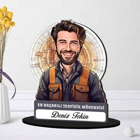 Resim Kişiye Özel Erkek Jeofizik Mühendisine Hediye Karikatürlü Biblo 