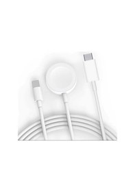Resim Goocamp Beyaz Akıllı Saat Wireless To Lightning Type-c Şarj Kablosu 1.2m 