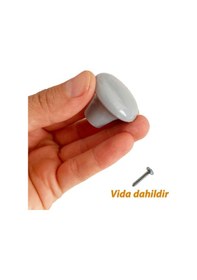 Resim Sert Plastik Mantar Düğme Kulp Gri Dolap Mobilya Mutfak Dolabı Çekmece Kapak Kulpu Kulbu 