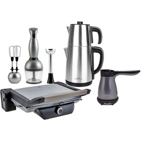 Resim Karaca 4'lü Elektrikli Çeyiz Seti Antrasit Çelik Demlikli 153.01.06.4896 