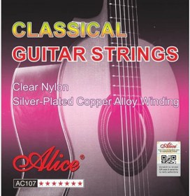 Resim Alice AC107-N Klasik Gitar Teli Takımı (Normal) | Şeffaf Naylon Üst Teller Yumuşak Çalım Hissi ve Dengeli Harmonik Dağılım 