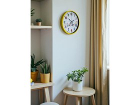 Resim Akıllı Durak 36 cm Sarı Çocuk Odası Duvar Saati 