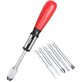 Resim Homyl Yarı Otomatik Döner Tornavida El İtme Çekme Kırmızı 