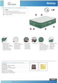 Resim Bestway 69646 Toughlite Tpu Çift Kişilik Dahili Pompalı Şişme Yatak 2.03m X 1.52m X 46 Cm Yeşil 