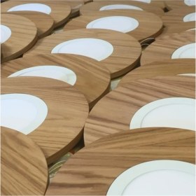 Resim Yuvarlak Meşe Kaplama LED Tavan Aydınlatması 33 cm , Yatak Odası, Koridor, Banyo Lambası - Gün Işığı 