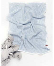 Resim Pouf Bebek Çocuk Battaniyesi 80x100 cm Koyun Tüyü Battaniye Alize Mavi 