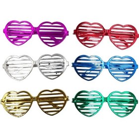 Resim Parti Gözlük Plastik Kalp Panjur Renkli 12 Adet 14x6 Cm Tüm Yaşlar 