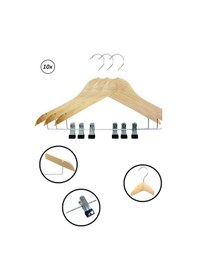 Resim Natural Ahşap Mandallı Etek ve Pantolon Askısı 10 Adet Kahverengi 