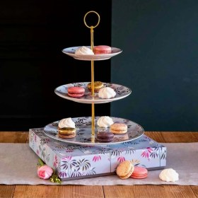 Resim Portmeirion Sara Miller Hindistan 3 Katlı Pasta Standı, Gök Mavisi 