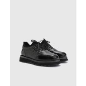 Resim İLVİ Lance Hakiki Açma Floter Deri Erkek Siyah Oxford Ayakkabı 