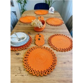 Resim Jütex Home Jüt Hasır Amerikan Servis Supla Bardak Altı ve Sepet 13 Parça 