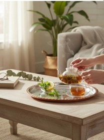 Resim İşlemeli Bakir Sunum Tepsisi 27 Cm Bakır 