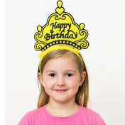 Resim Sarı Happy Birthday Doğum Günü Prenses Tacı 