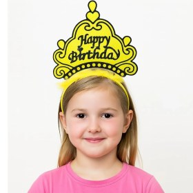 Resim Sarı Happy Birthday Doğum Günü Prenses Tacı 
